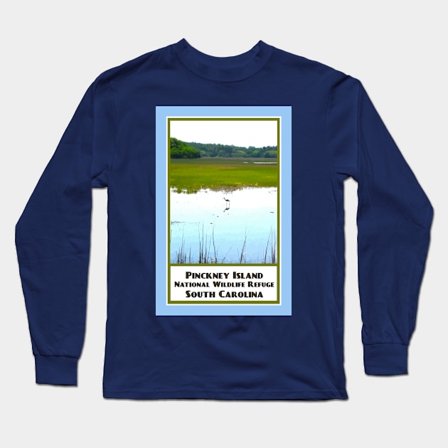 Vintage Travel Pinckney Island Long Sleeve T-Shirt by candhdesigns